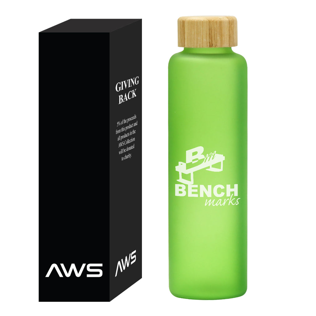 AWS Belle Glass Bottle with Bamboo Lid, 20 oz - Silk Screen
