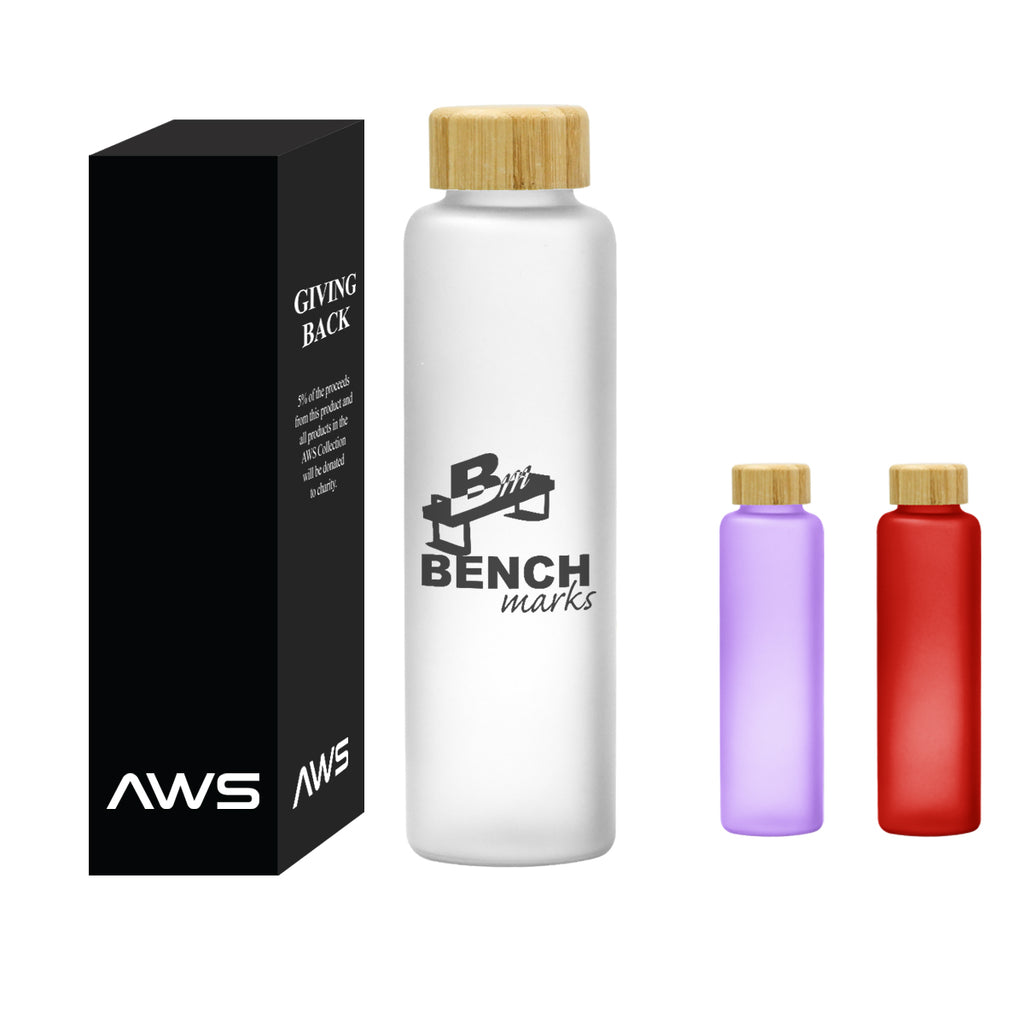 AWS Belle Glass Bottle with Bamboo Lid, 20 oz