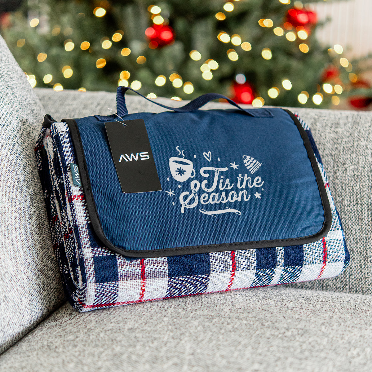 AWS Highlander Picnic Blanket, Roll-Up - Navy - Lifestyle_Silkscreen