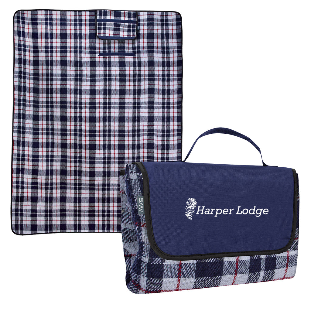 AWS Highlander Picnic Blanket, Roll-Up - Navy - Silk Screen