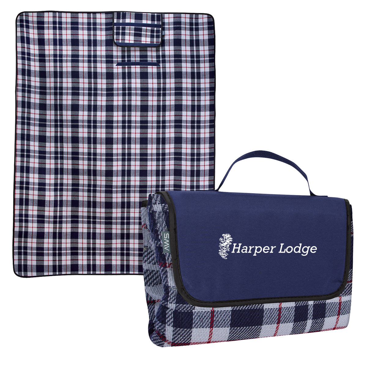 AWS Highlander Picnic Blanket, Roll-Up - Navy - Silk Screen