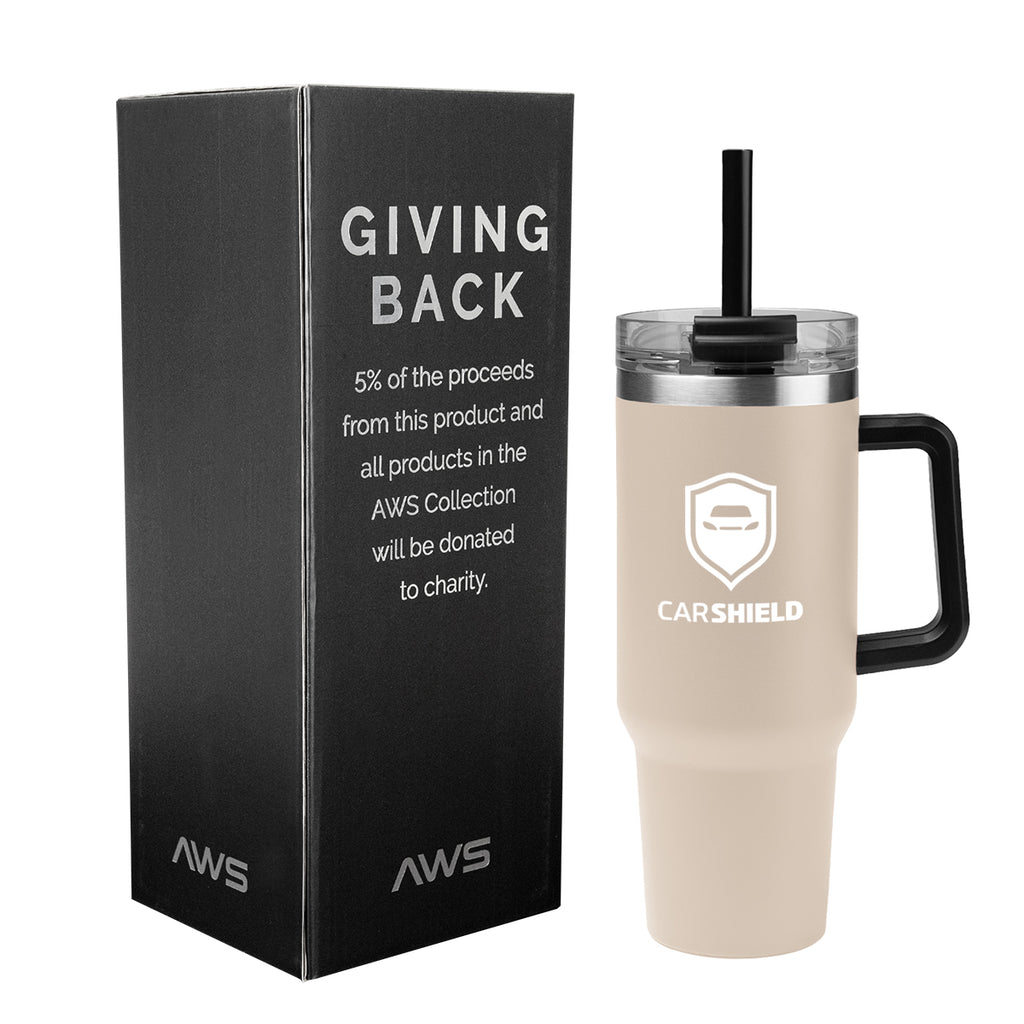 AWS Intrepid Recycled Stainless Steel Tumbler, 40 oz - Beige - Silk Screen