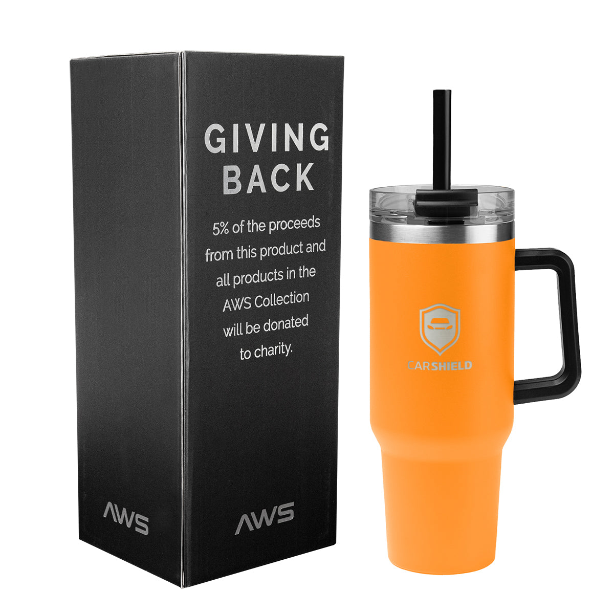 AWS Intrepid Recycled Stainless Steel Tumbler, 40 oz - Orange - Laser