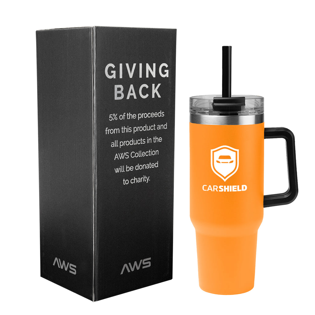 AWS Intrepid Recycled Stainless Steel Tumbler, 40 oz - Orange - Silk Screen