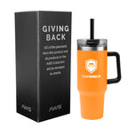AWS Intrepid Recycled Stainless Steel Tumbler, 40 oz - Orange - Silk Screen