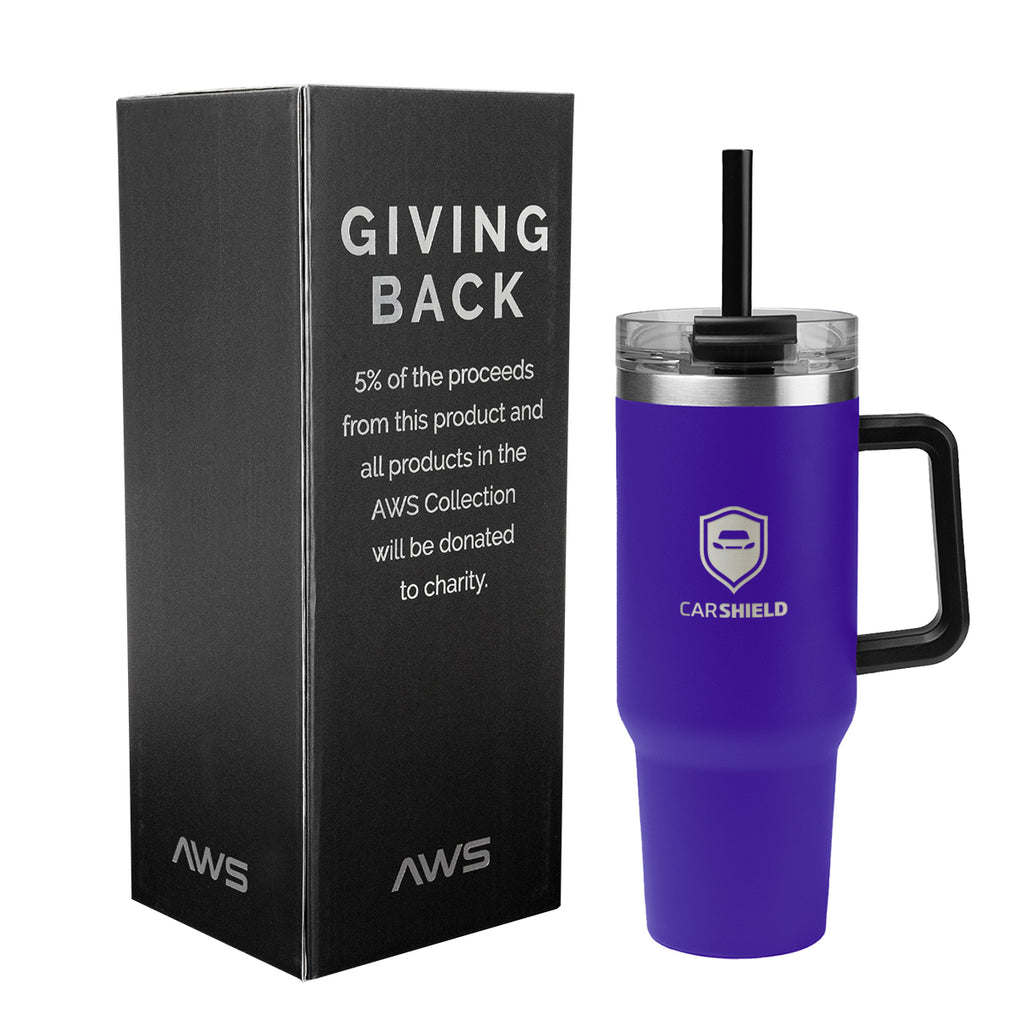 AWS Intrepid Recycled Stainless Steel Tumbler, 40 oz - Purple - Laser