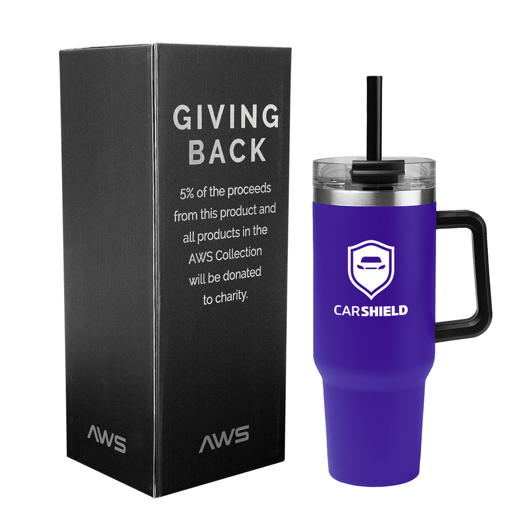 AWS Intrepid Recycled Stainless Steel Tumbler, 40 oz - Purple - Silk Screen