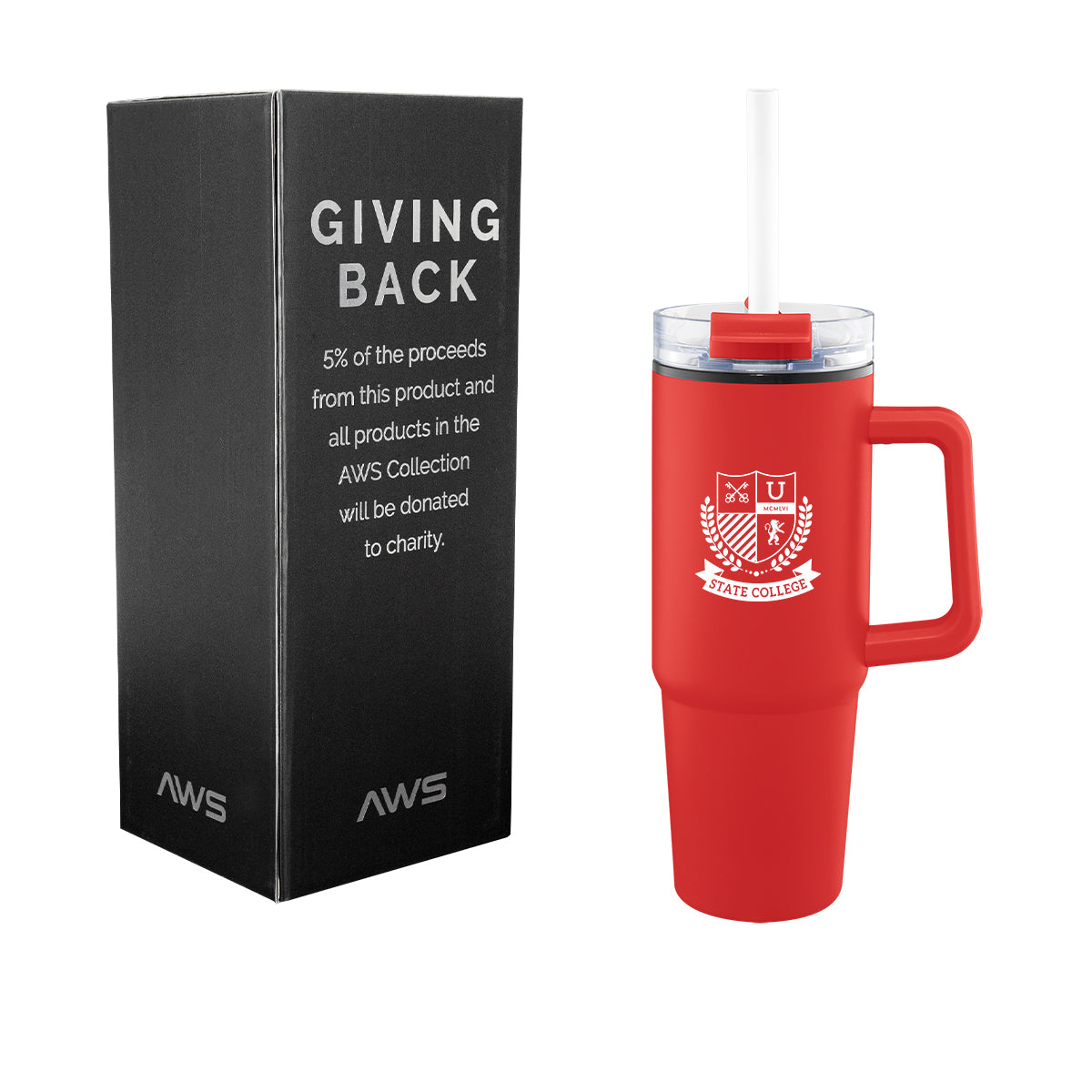 AWS Intrepid Recycled Tumbler, 30 oz - Red - Silk Screen