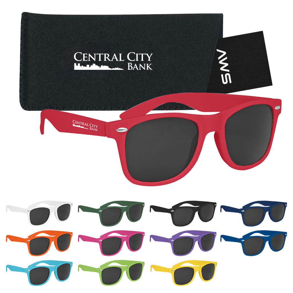 AWS Malibu Sunglasses and Pouch, Velvet Touch - AWS Velvet Touch Malibu Sunglasses With Pouch