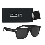 AWS Malibu Sunglasses and Pouch, Velvet Touch - Black - Silk Screen