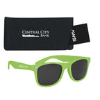 AWS Malibu Sunglasses and Pouch, Velvet Touch - Lime Green - Silk Screen