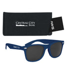 AWS Malibu Sunglasses and Pouch, Velvet Touch - Navy - Silk Screen