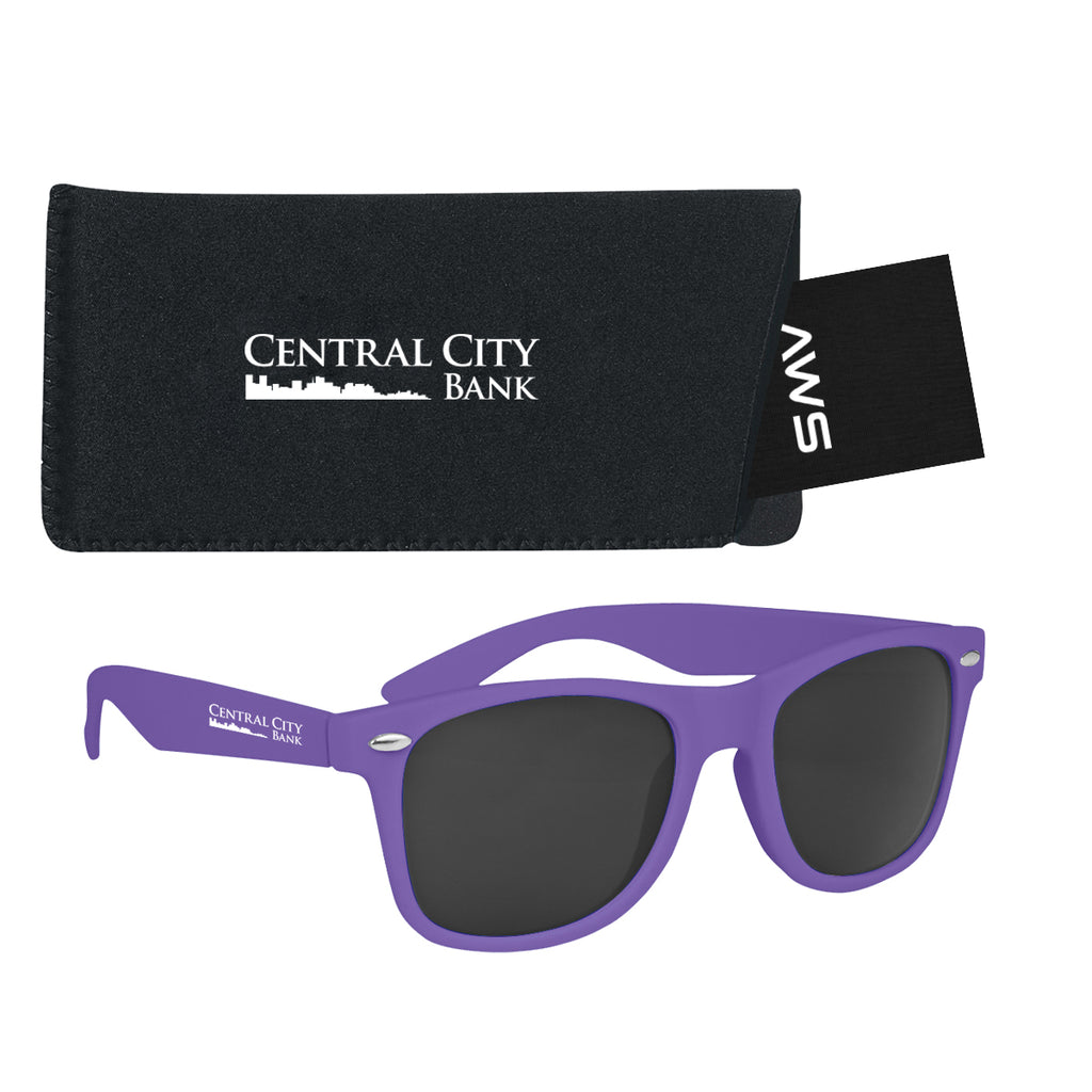 AWS Malibu Sunglasses and Pouch, Velvet Touch - Purple - Silk Screen