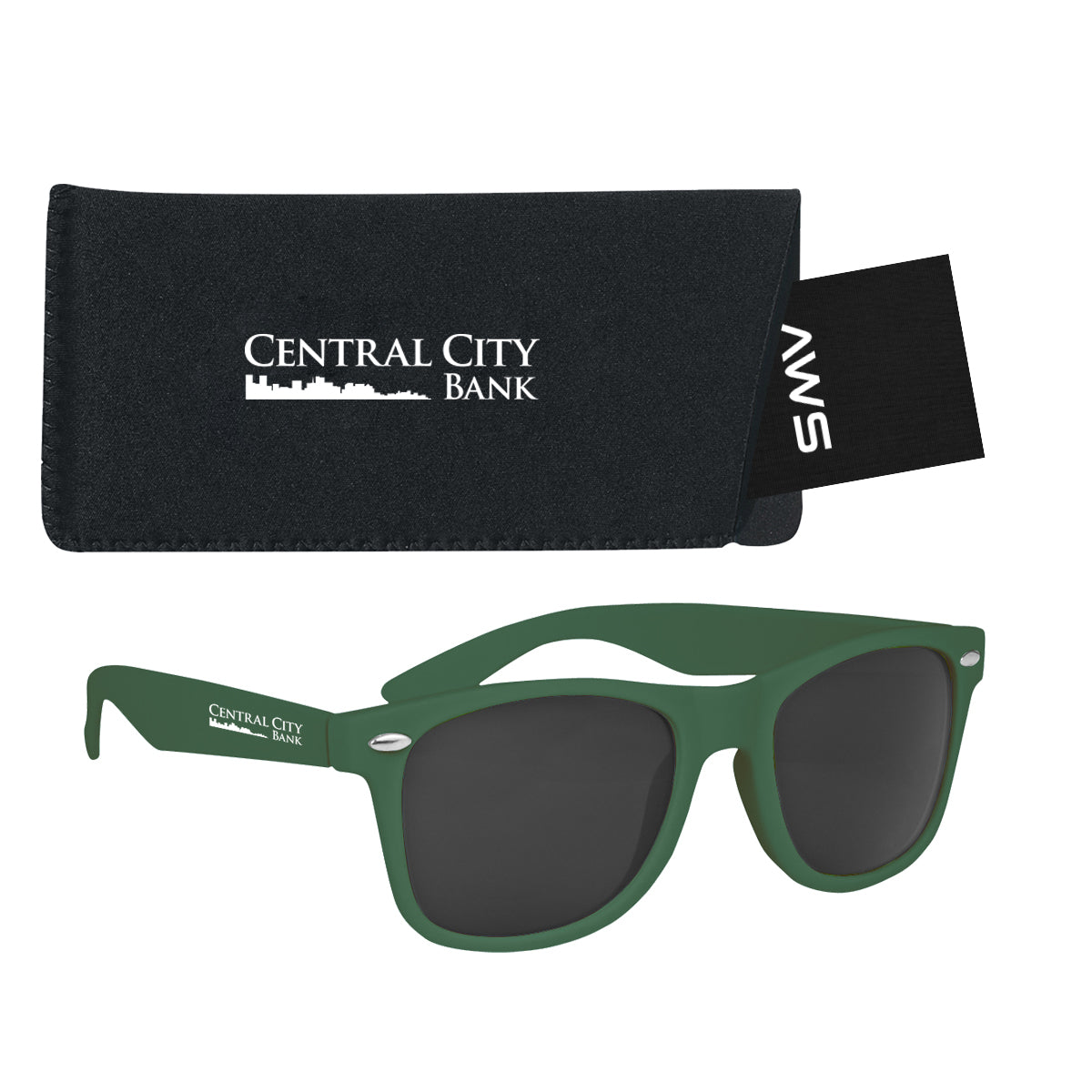 AWS Malibu Sunglasses and Pouch, Velvet Touch - Silk Screen