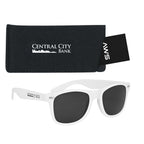 AWS Malibu Sunglasses and Pouch, Velvet Touch - White - Silk Screen