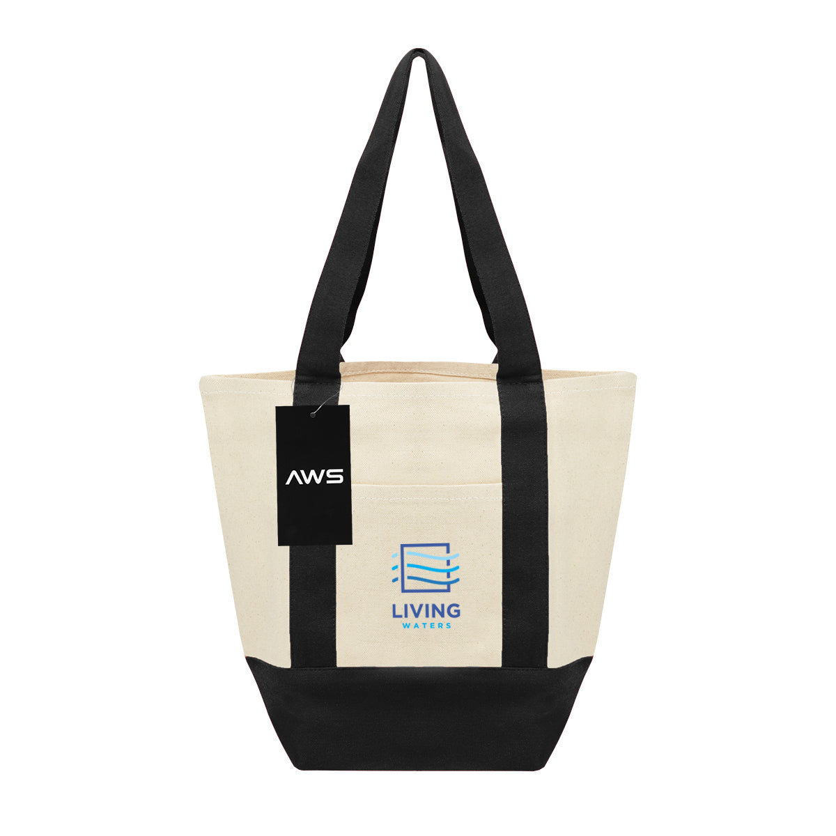 AWS Mini Starboard Recycled Cotton Canvas Tote, 10 oz - Natural with Black - Colorbrite