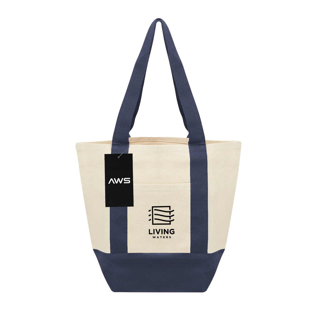 AWS Mini Starboard Recycled Cotton Canvas Tote, 10 oz - Navy - Silk Screen