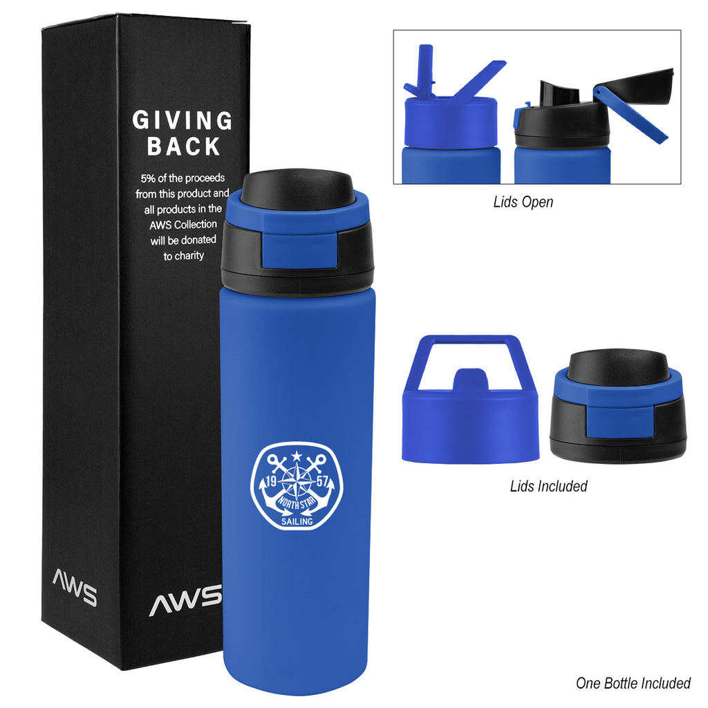 AWS Pop Sip Recycled Stainless Steel Bottle Kit, 24 oz - Blue