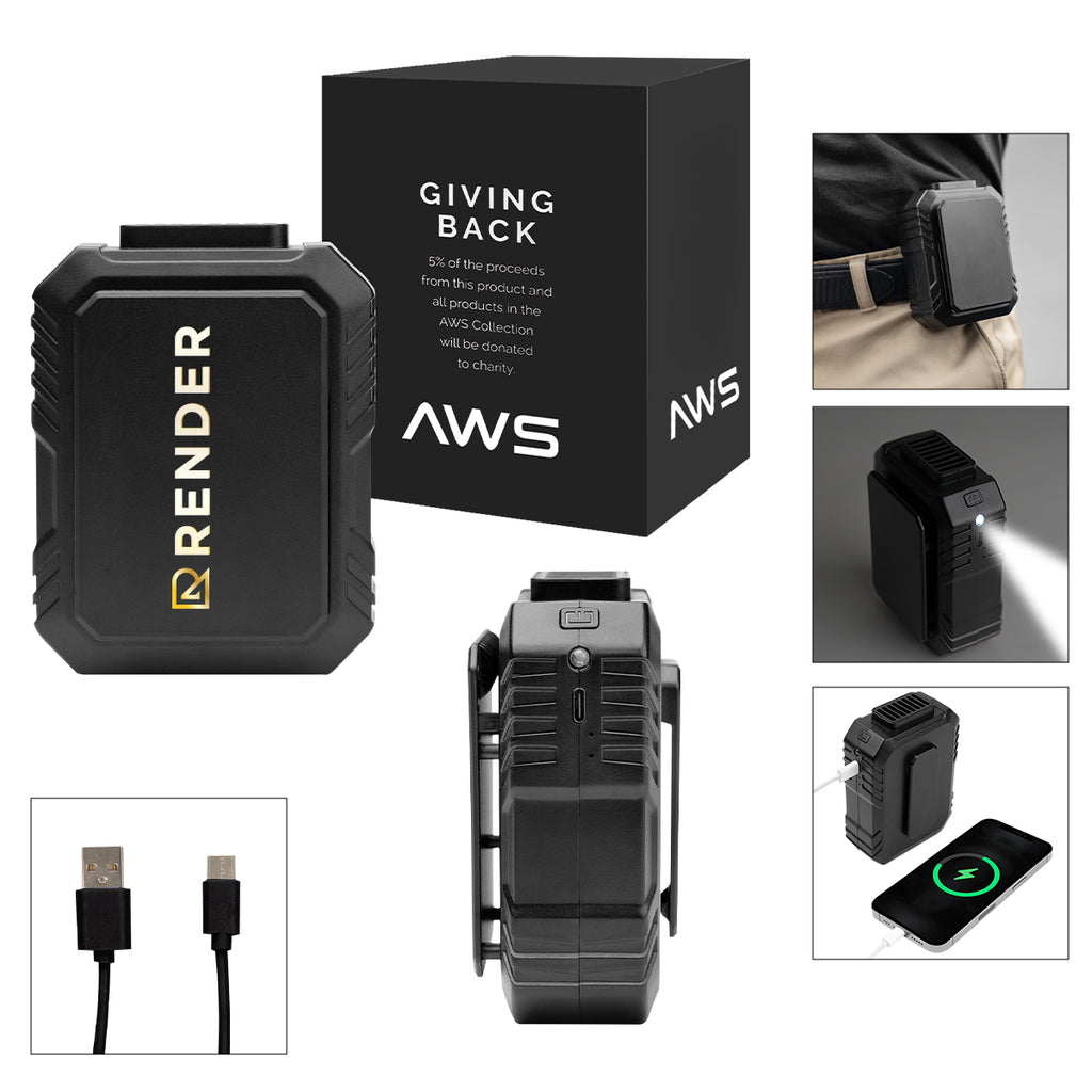 AWS Power Bank and Clip-On Fan, 5,000 mAh