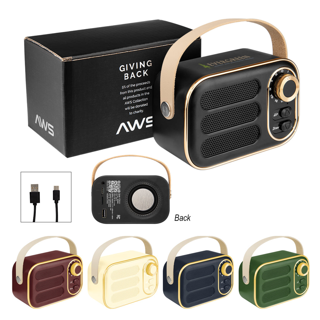 AWS Retro Boom FM Radio and Wireless Speaker Full Color