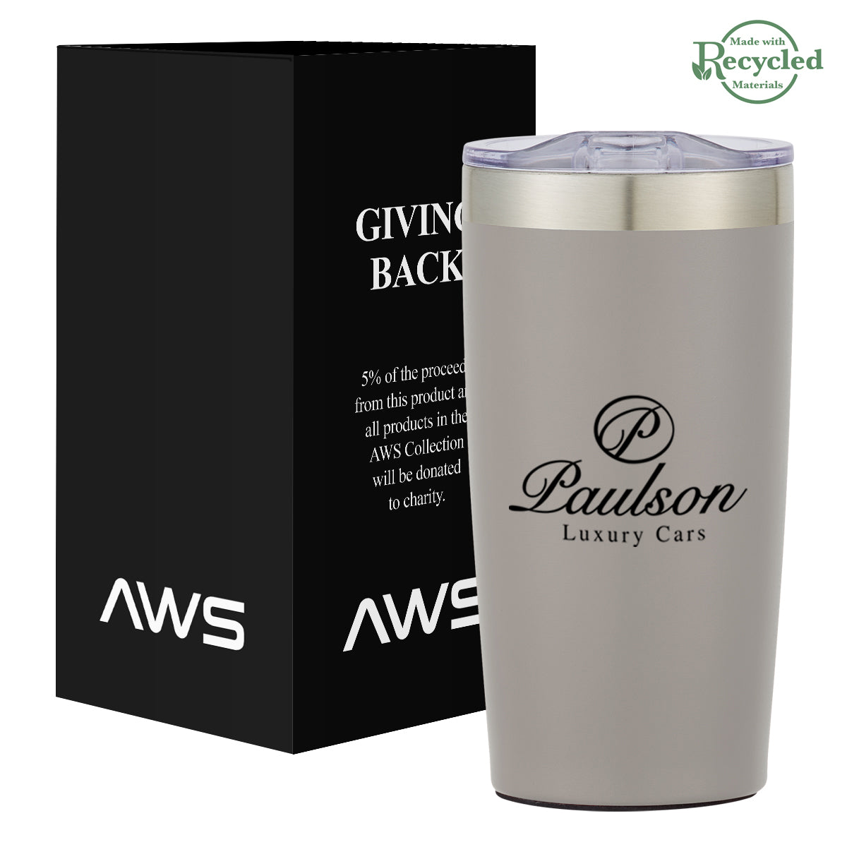 AWS Two-Tone Himalayan Recycled Tumbler, 20 oz - Gray - Silk Screen