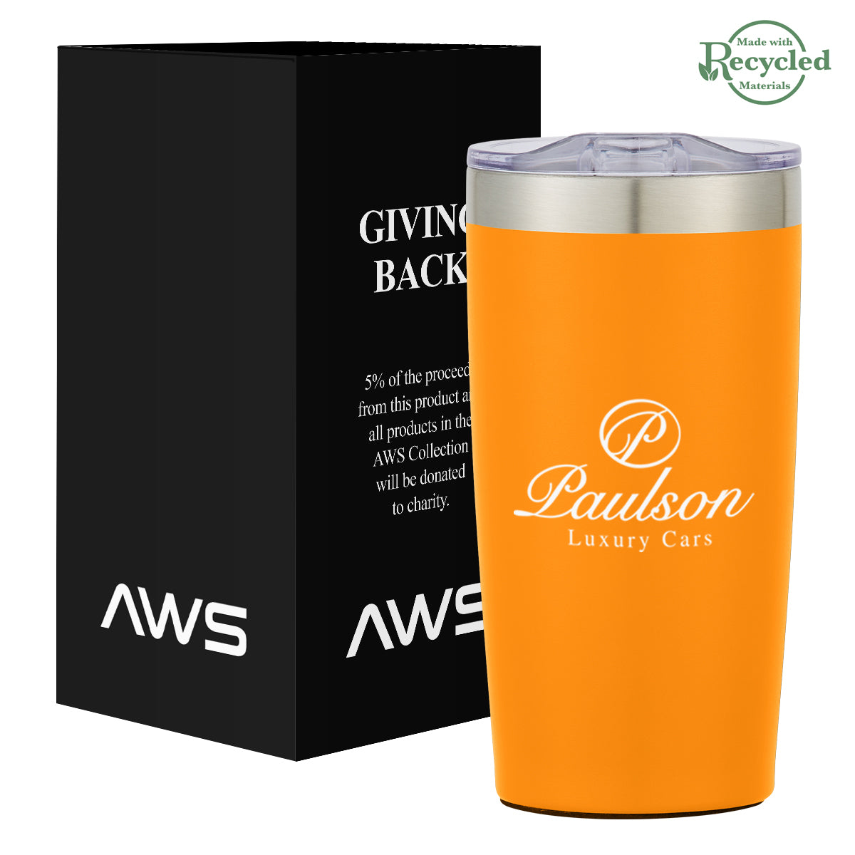 AWS Two-Tone Himalayan Recycled Tumbler, 20 oz - Orange - Silk Screen