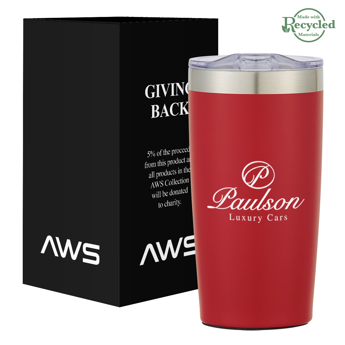 AWS Two-Tone Himalayan Recycled Tumbler, 20 oz - Red - Silk Screen