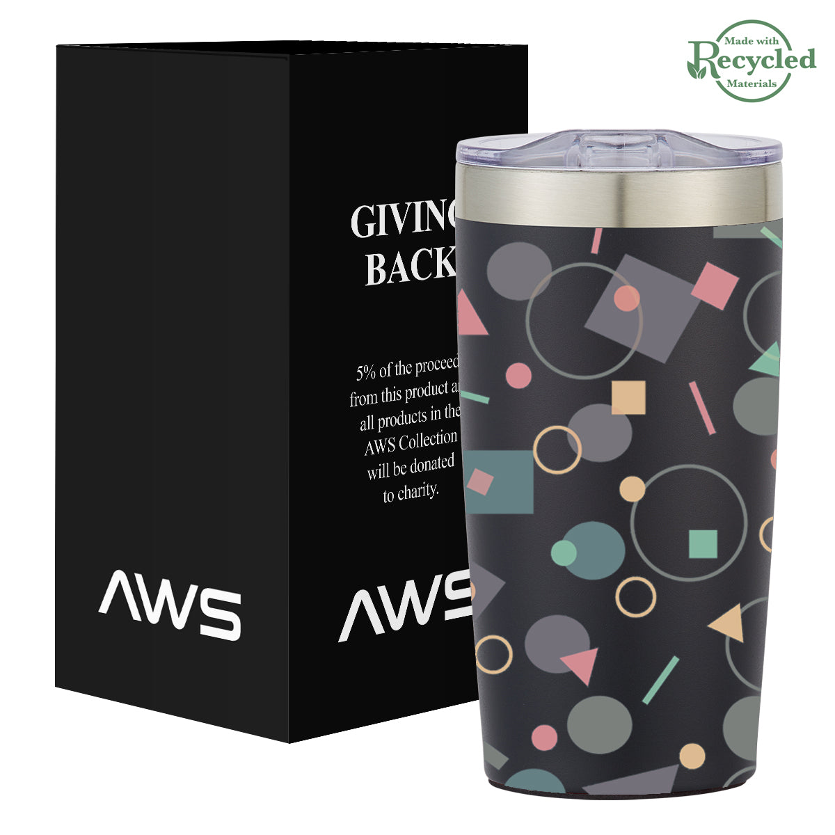 AWS Two-Tone Himalayan Recycled Tumbler in Full Color, 20 oz - Black - Megabrite