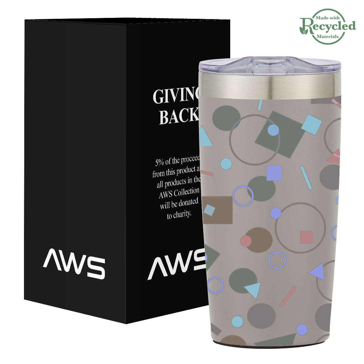 AWS Two-Tone Himalayan Recycled Tumbler in Full Color, 20 oz - Gray - Megabrite
