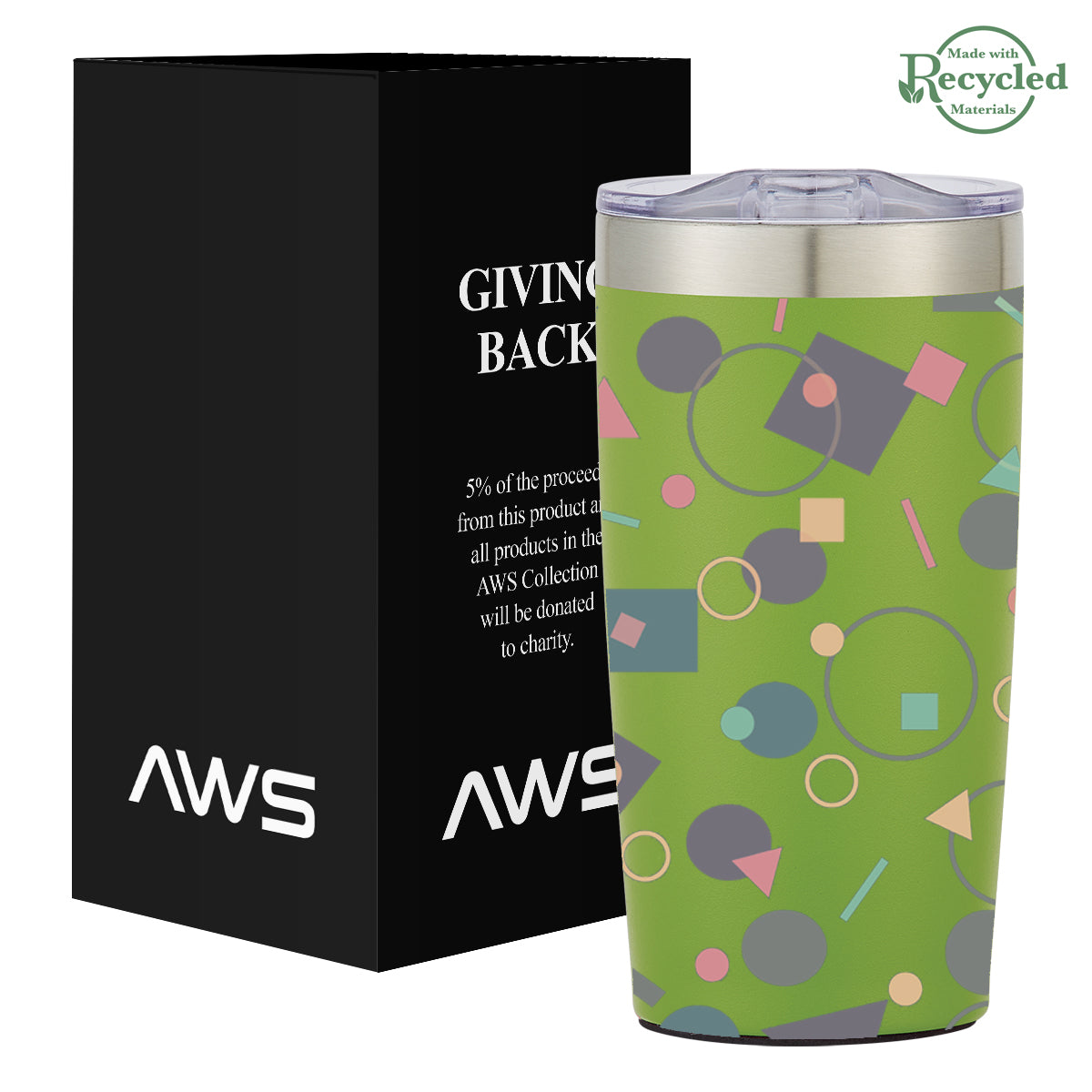 AWS Two-Tone Himalayan Recycled Tumbler in Full Color, 20 oz - Lime Green - Megabrite