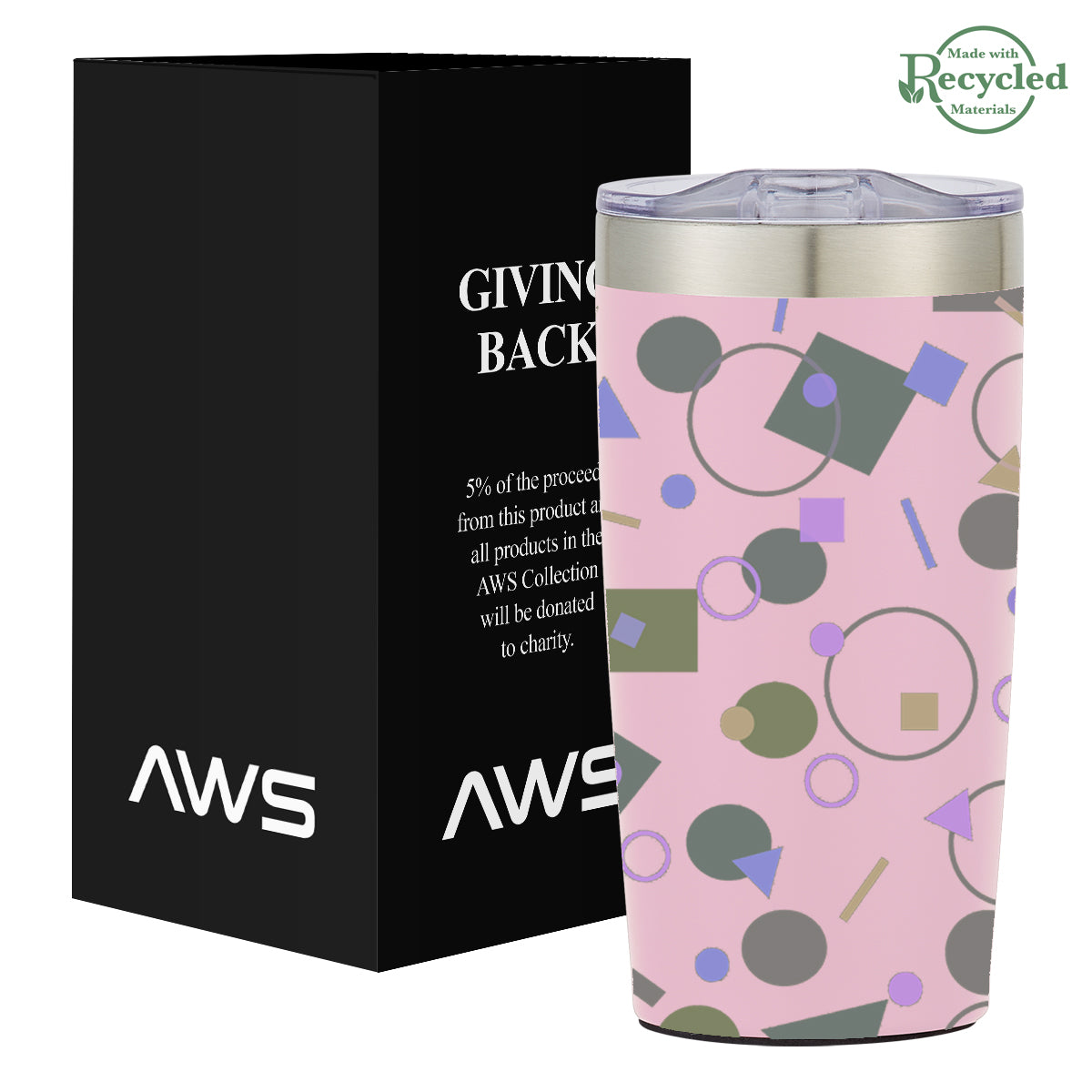 AWS Two-Tone Himalayan Recycled Tumbler in Full Color, 20 oz - Pink - Megabrite