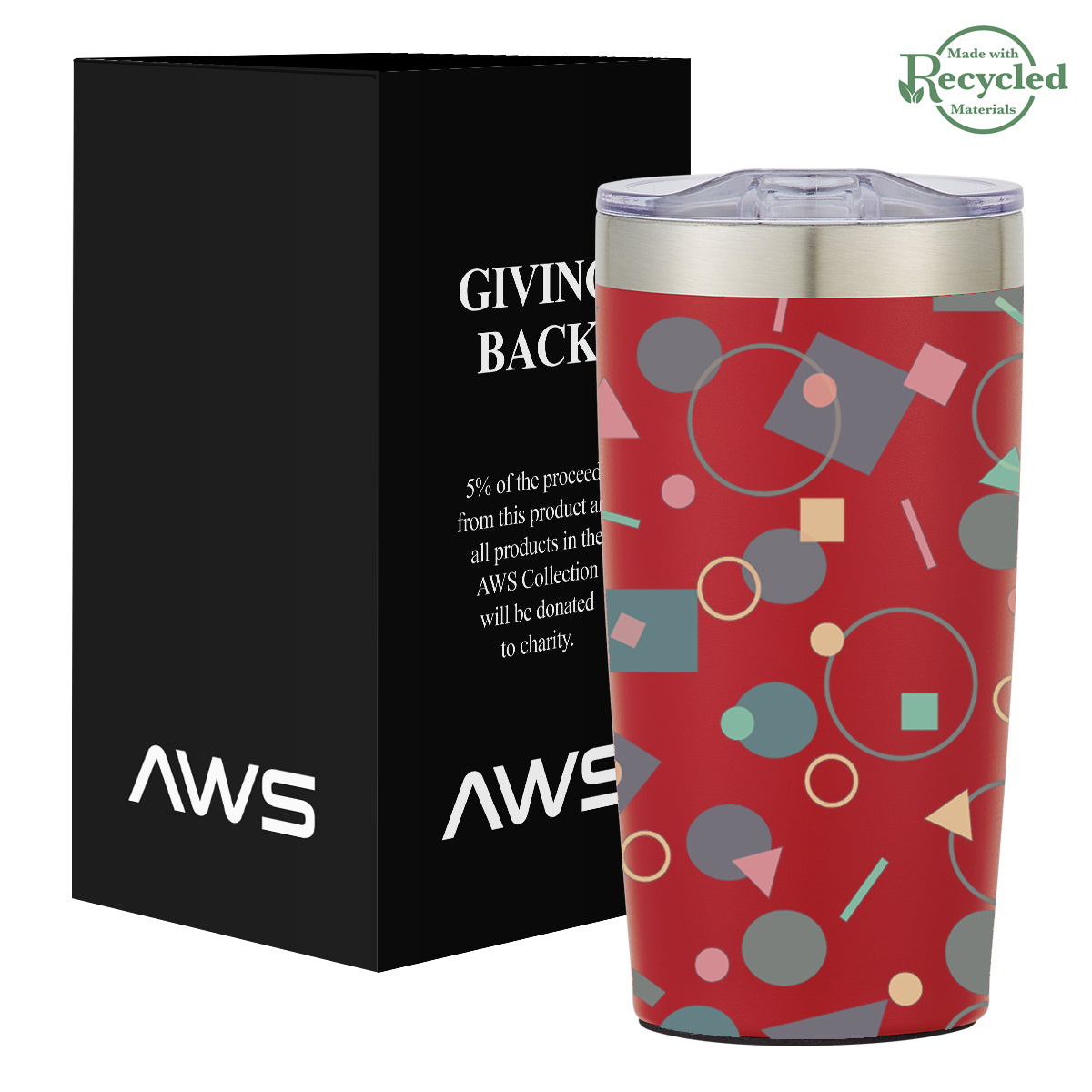 AWS Two-Tone Himalayan Recycled Tumbler in Full Color, 20 oz - Red - Megabrite