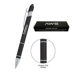 AWS Varsi Incline Pen with Stylus - Black - Silk Screen