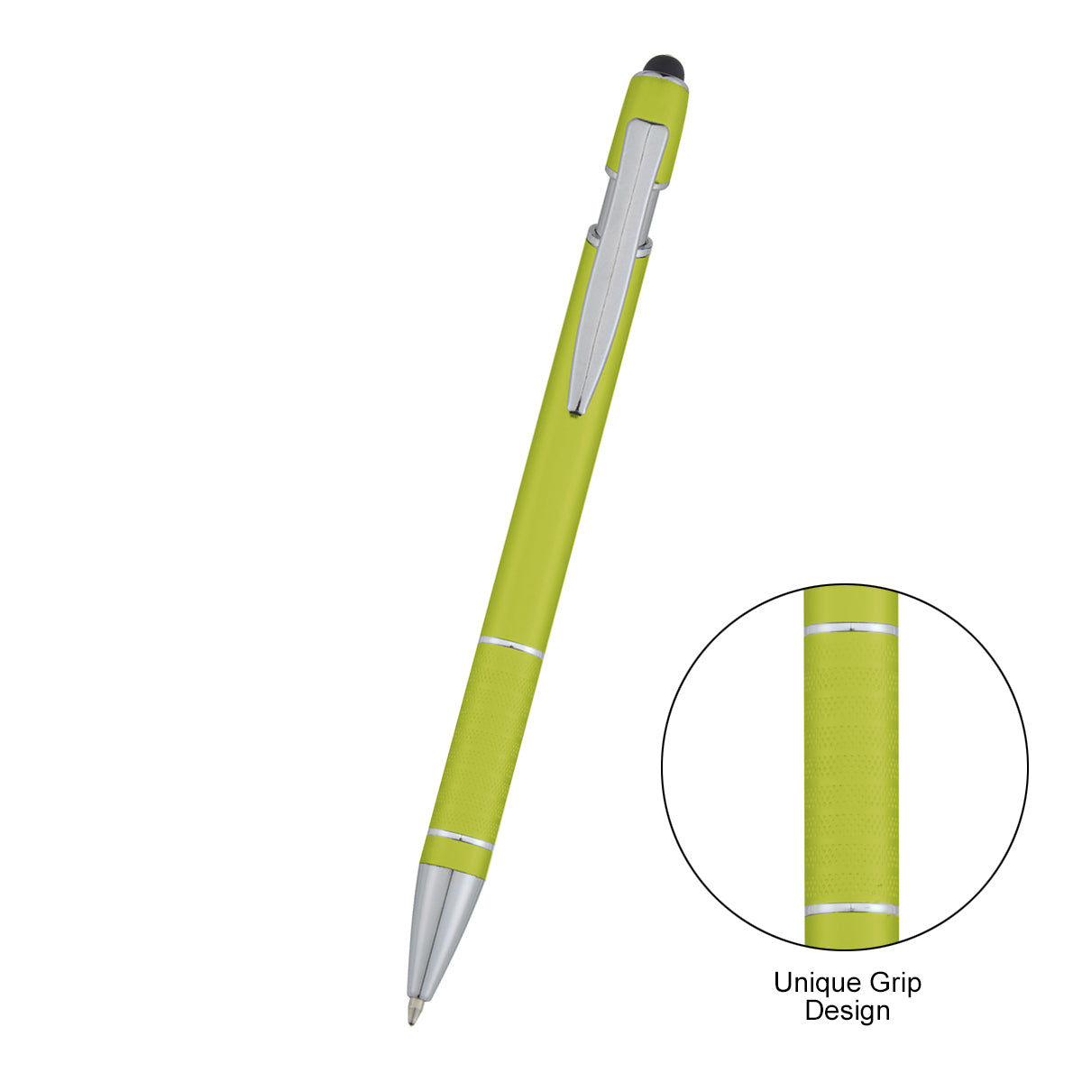 AWS Varsi Incline Pen with Stylus - Lime Green - Front