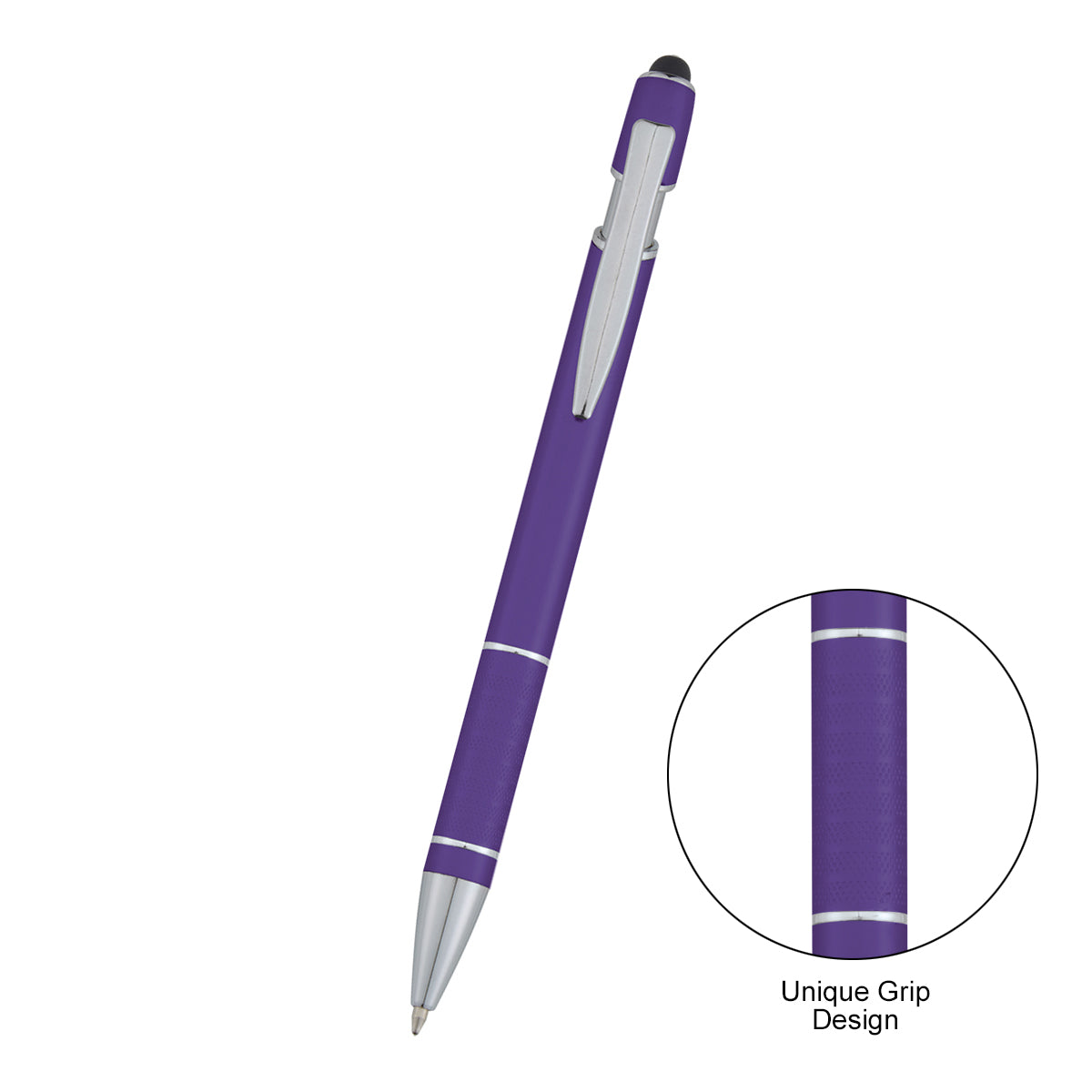 AWS Varsi Incline Pen with Stylus - Purple - Front
