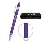 AWS Varsi Incline Pen with Stylus - Purple - Silk Screen