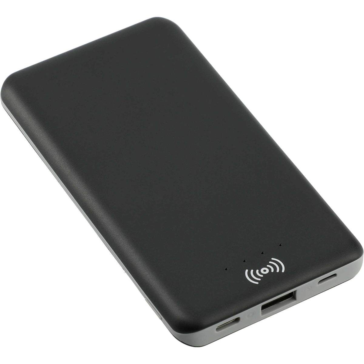 Axial Wireless Charging Power Bank, 4,000 mAh Full Color - Black - Angled 2