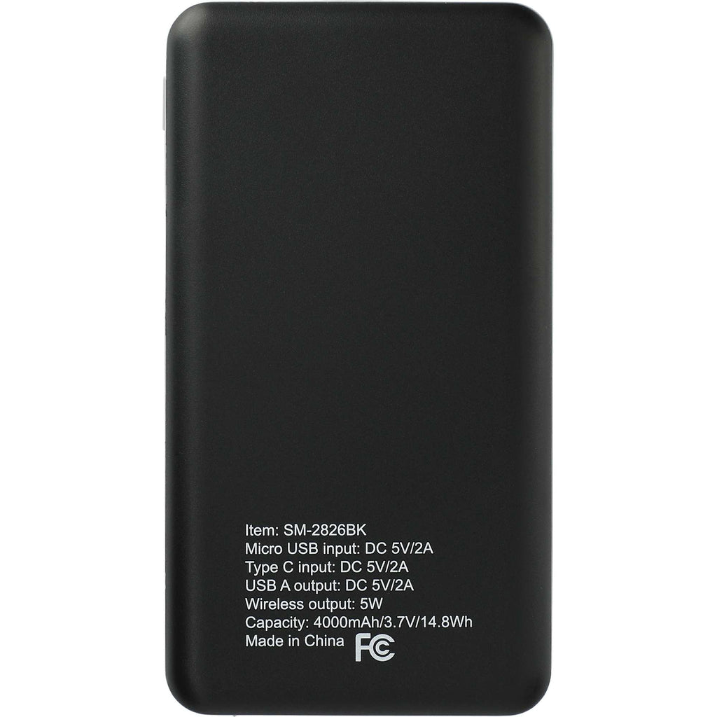 Axial Wireless Charging Power Bank, 4,000 mAh Full Color - Black - Back