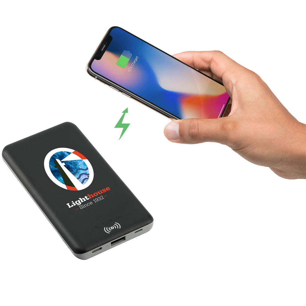 Axial Wireless Charging Power Bank, 4,000 mAh Full Color - Black - Wireless Charging