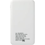 Axial Wireless Charging Power Bank, 4,000 mAh Full Color - White - Back