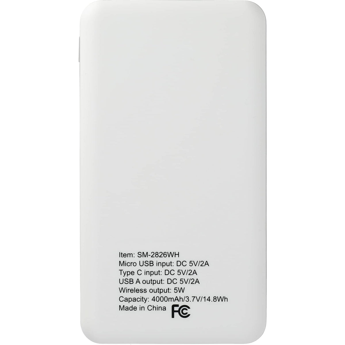 Axial Wireless Charging Power Bank, 4,000 mAh - White - Back