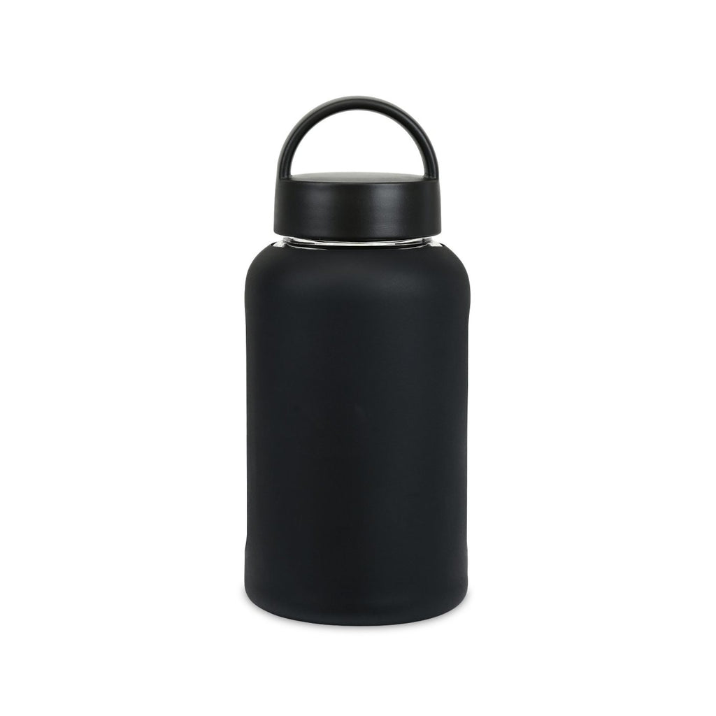 Axis Glass Water Bottle with Chug Lid, 21 oz Laser Engraving - Black - View 2
