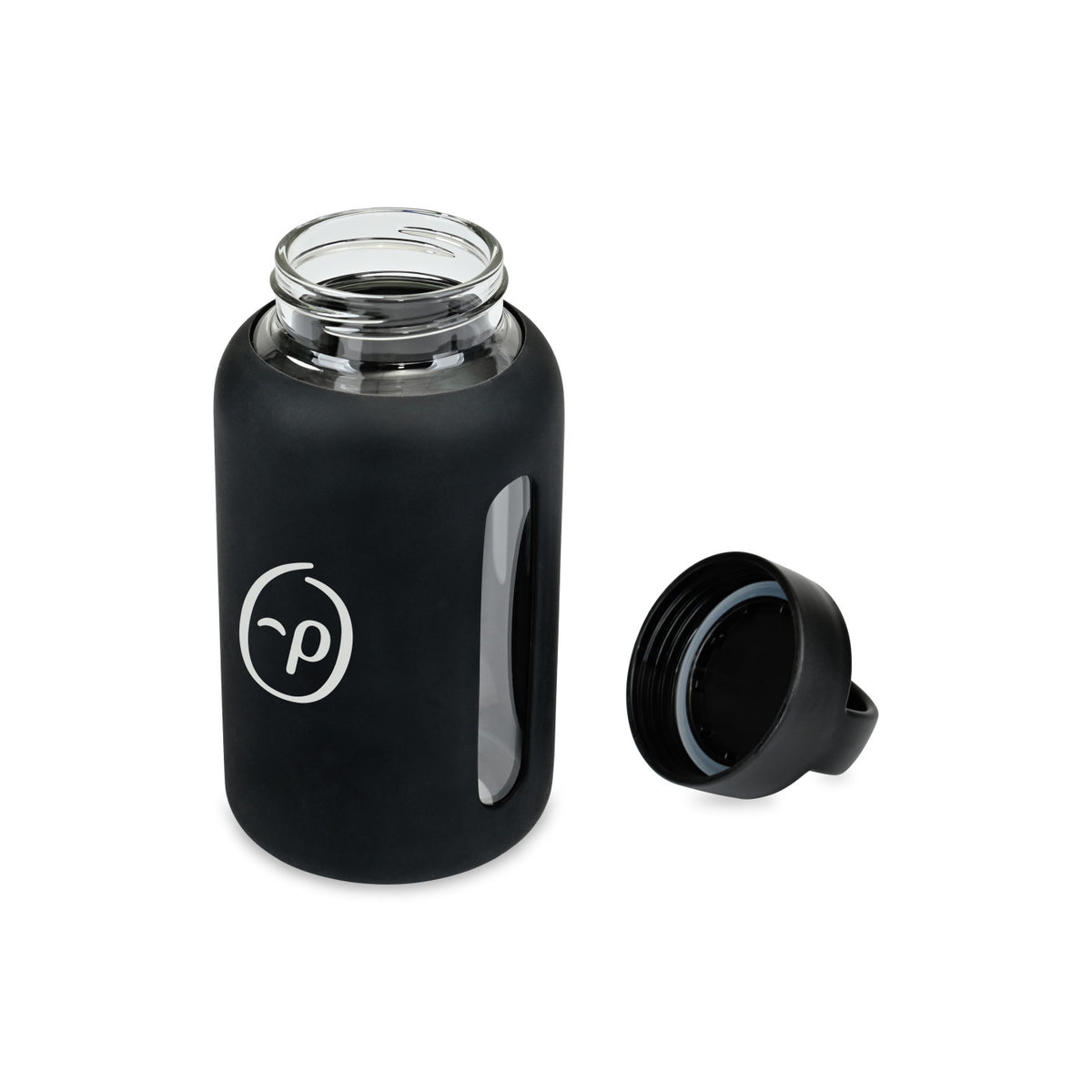 Axis Glass Water Bottle with Chug Lid, 21 oz Laser Engraving - Black - View 3