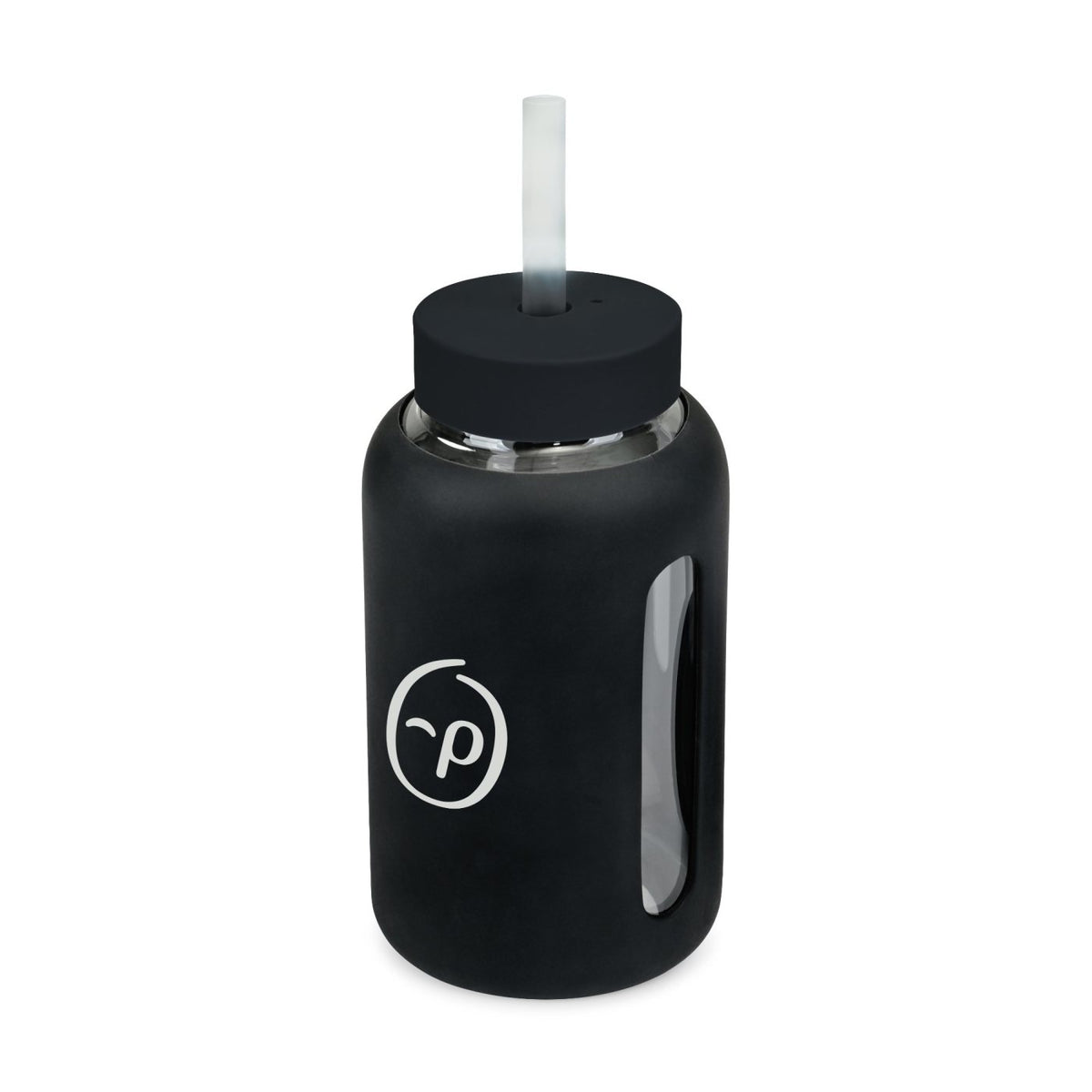 Axis Glass Water Bottle with Straw Lid, 21 oz - Black - View 2