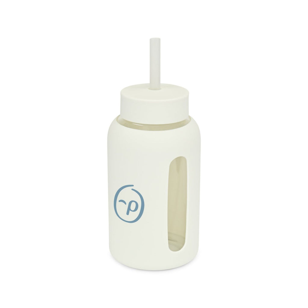 Axis Glass Water Bottle with Straw Lid, 21 oz Laser Engraving - Marshmallow - View 2