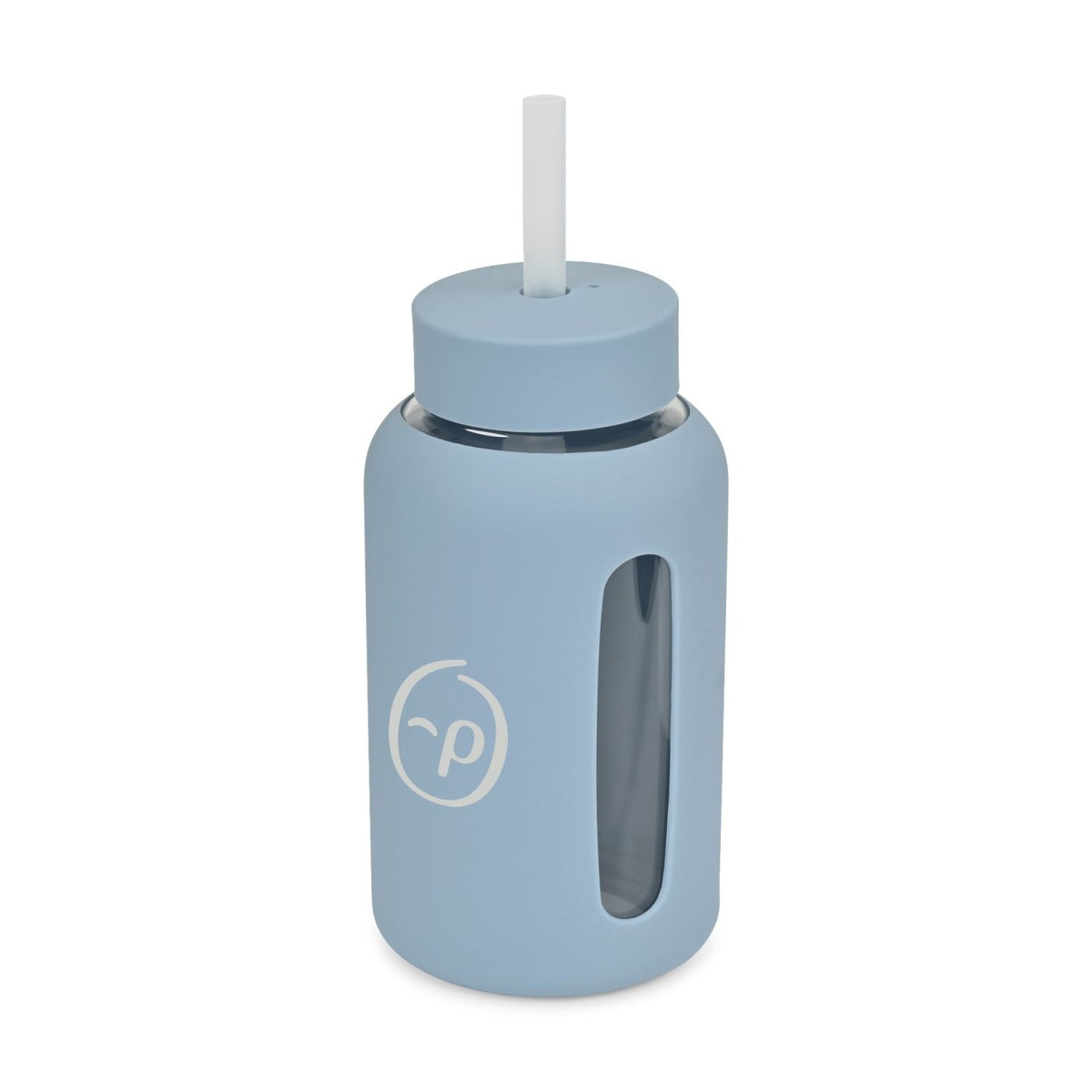 Axis Glass Water Bottle with Straw Lid, 21 oz Laser Engraving - Slate Blue - View 2