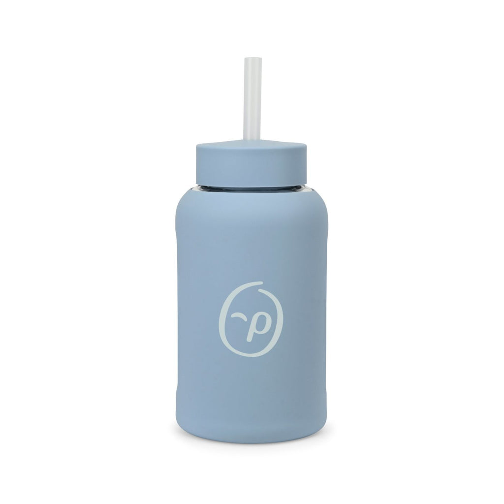 Axis Glass Water Bottle with Straw Lid, 21 oz - Slate Blue - View 1