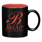 Aztec Mug, 11 oz Laser Engraving - Black With Coral - Ceramic