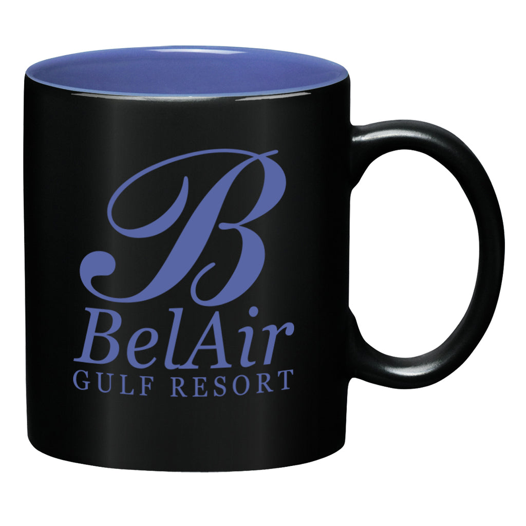 Aztec Mug, 11 oz Laser Engraving - Black With Ocean - Ceramic
