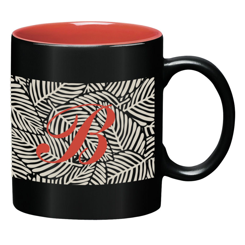 Aztec Mug in Full Color, 11 oz - Black With Coral - Megabrite